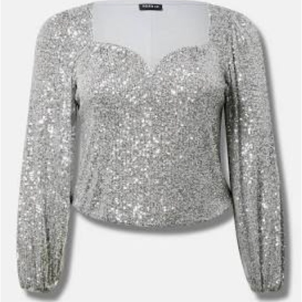 Torrid Silver Sequin Blouse